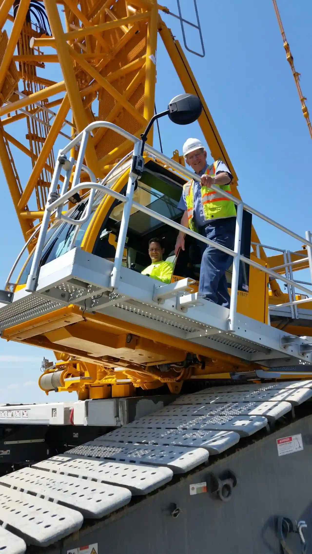 man in a crane